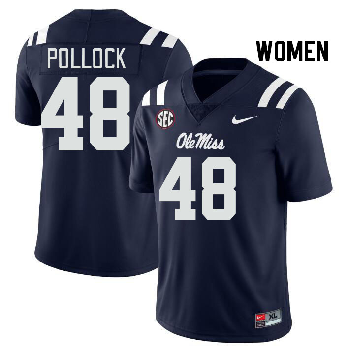 Women #48 Charlie Pollock Ole Miss Rebels College Football Jerseys Stitched Sale-Navy